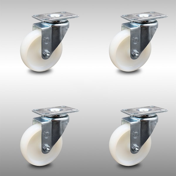 4 Inch SS Nylon Wheel Swivel Top Plate Caster Set